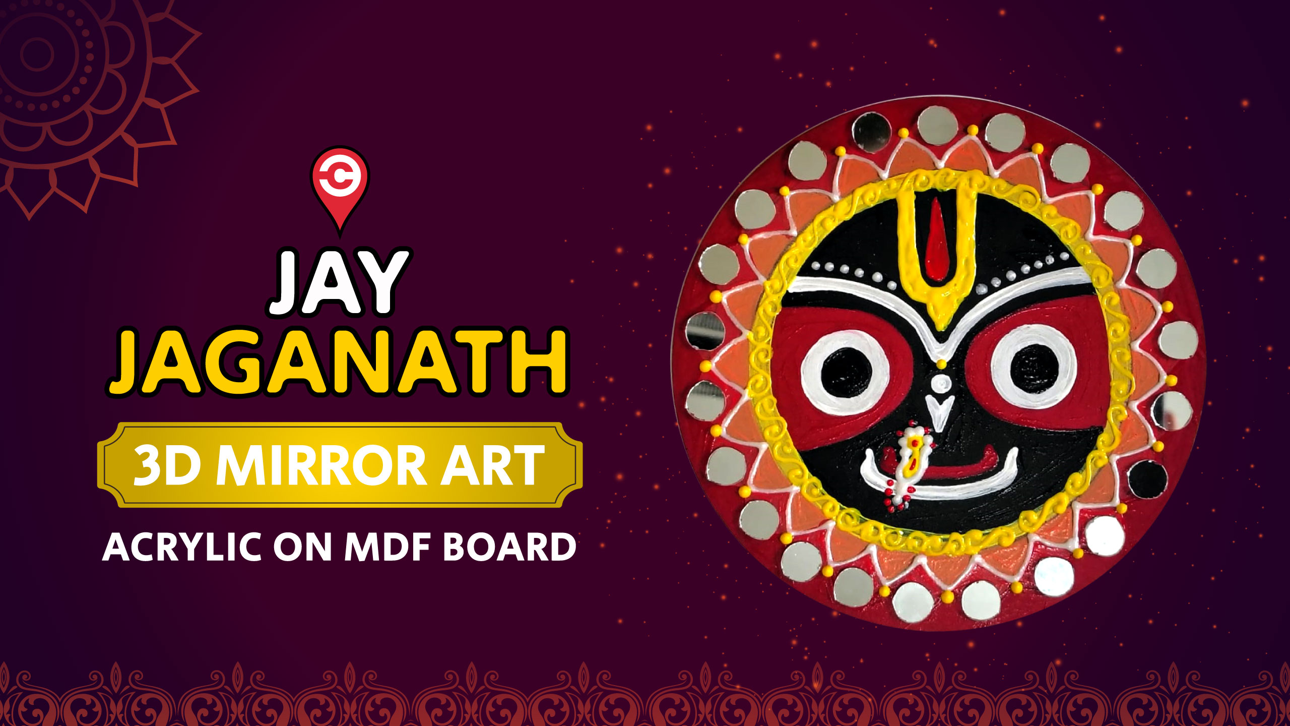 Jai Jagannath 3D Mirror Art on MDF | Acrylic Painting & Fabric Outline Tutorial